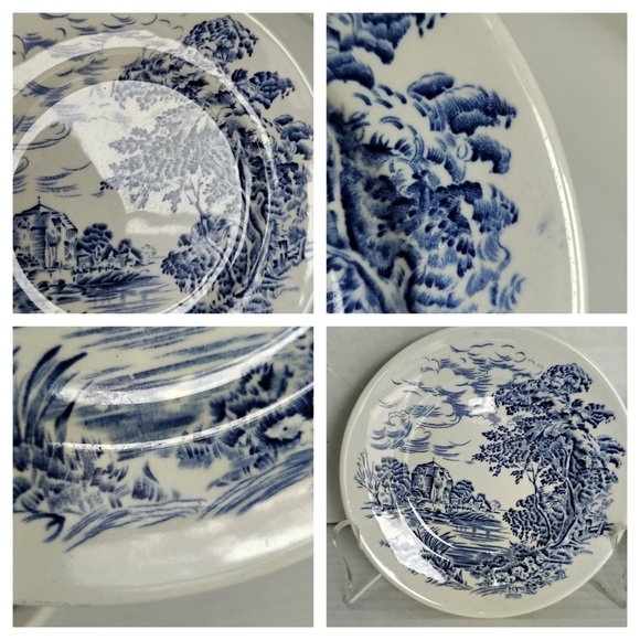 Enoch Wedgewood Tunstall Countryside 5 Bread/App Plates Vintage Blue & White - Picture 3 of 16
